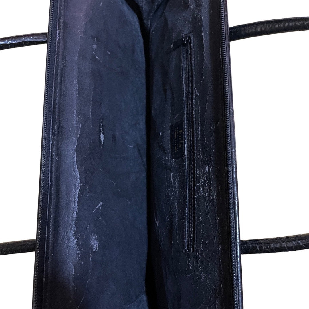 Furla Black Leather Satchel Bag Double Shoulder Straps Made in Italy