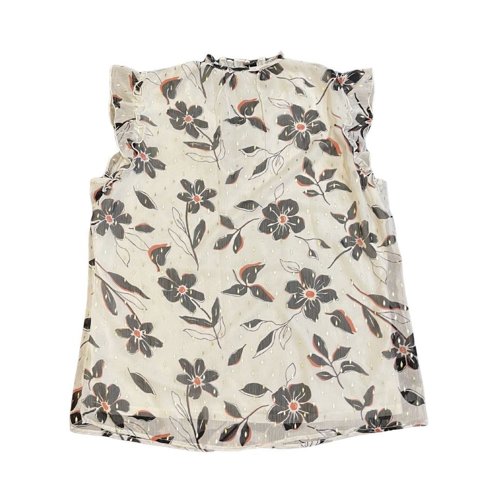 Tamara H Floral Print Blouse Ruffle Sleeves Size Large Career Chic Whimsigoth