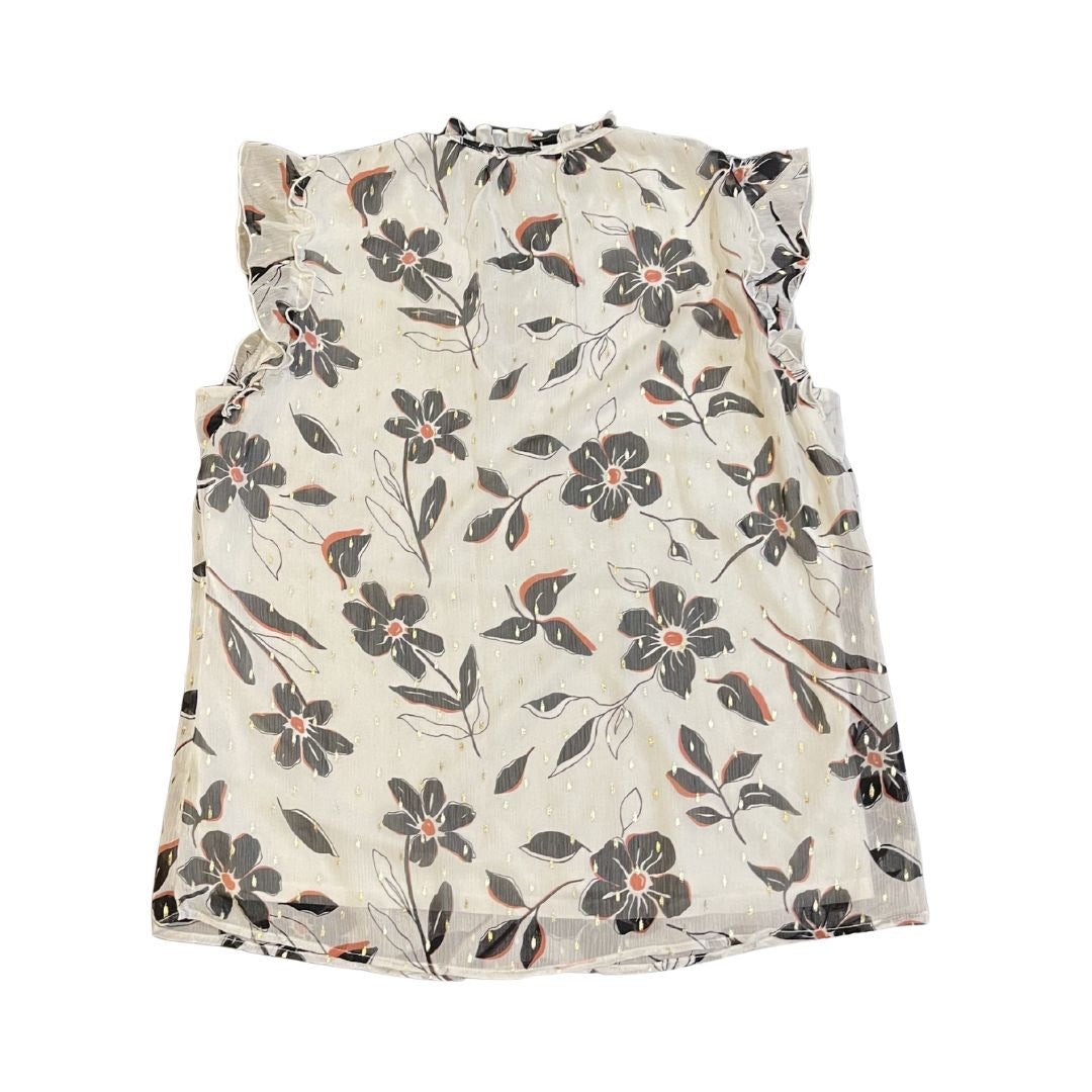 Tamara H Floral Print Blouse Ruffle Sleeves Size Large Career Chic Whimsigoth