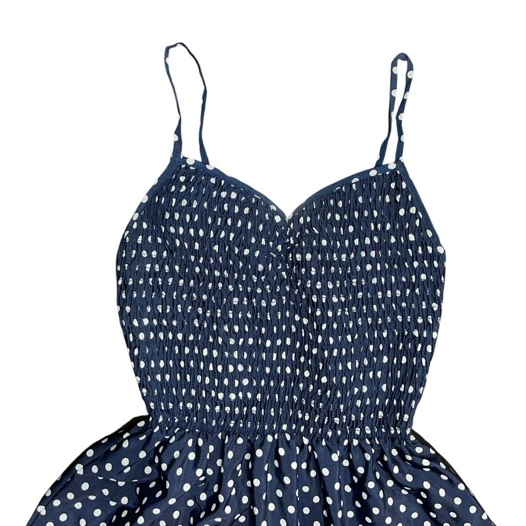 Xhilaration Blue Polka Dot Adjustable Strap Spring Dress
