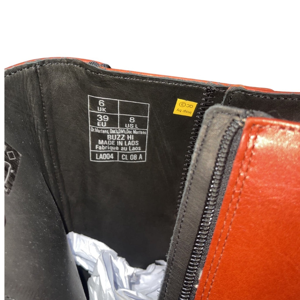 Dr. Martens Buzz High Eclipse Platform Leather Tall Boots Flame Orange US 8 NWB
