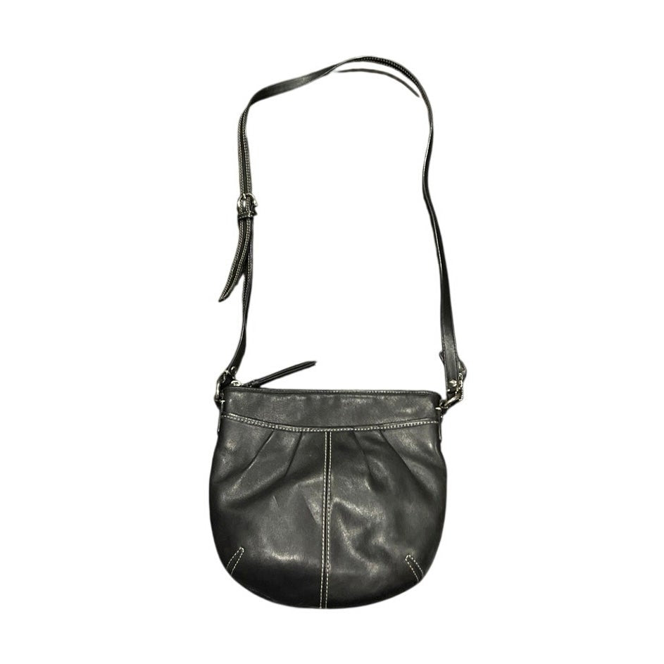 Coach Soho Black Leather Pleated Crossbody Swingpack Purse Y2K 90s