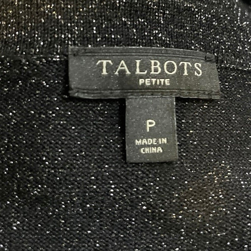 Talbots Button Shoulder Shimmer Short Sleeve Top SZ P Sparkling Dressy Holiday
