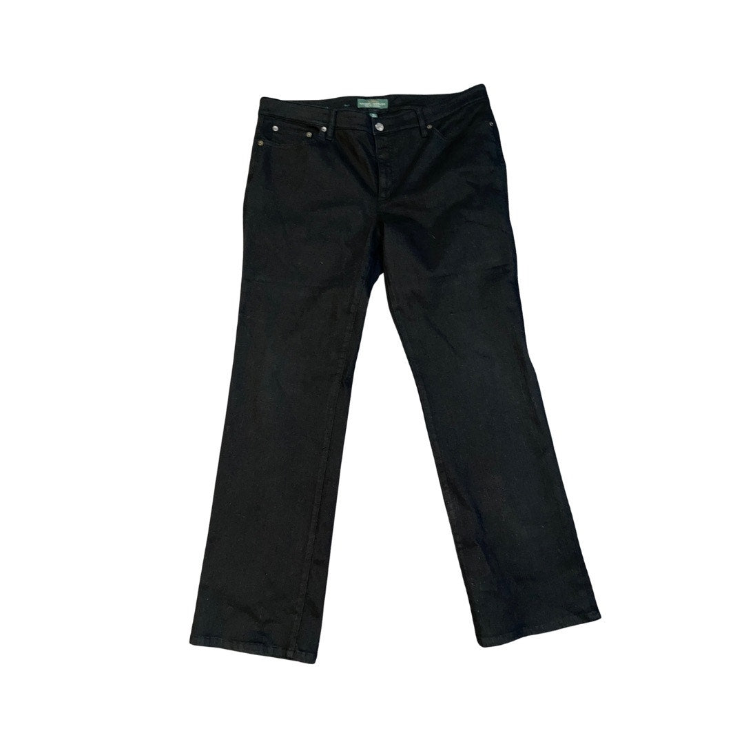 Lauren Ralph Lauren Jeans Black High Rise Straight Leg Plus Size 16 Classic Denim