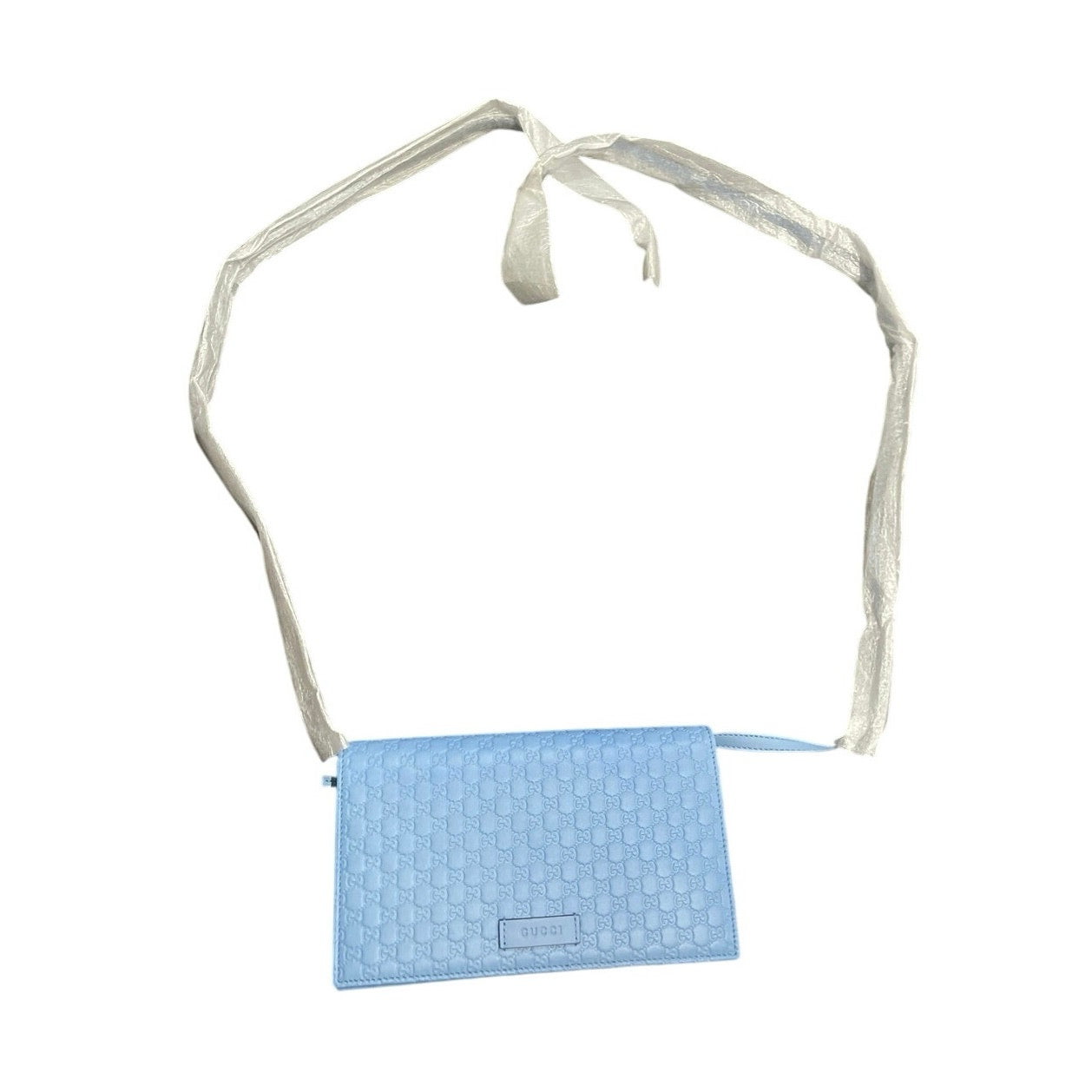 Gucci Blue Micro Guccissima GG Embossed Crossbody Wallet Purse NWT Model #466507