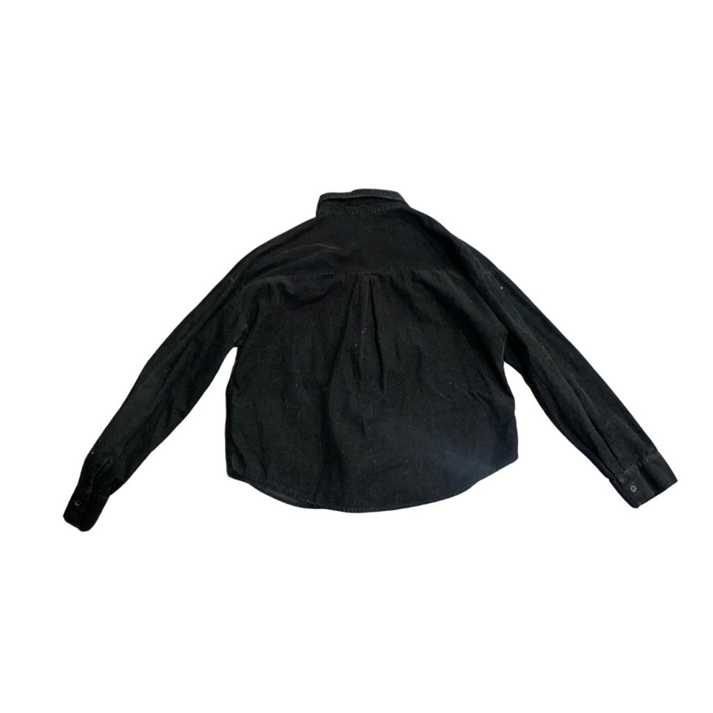 Forever 21 black corduroy button up long sleeve shirt top size medium