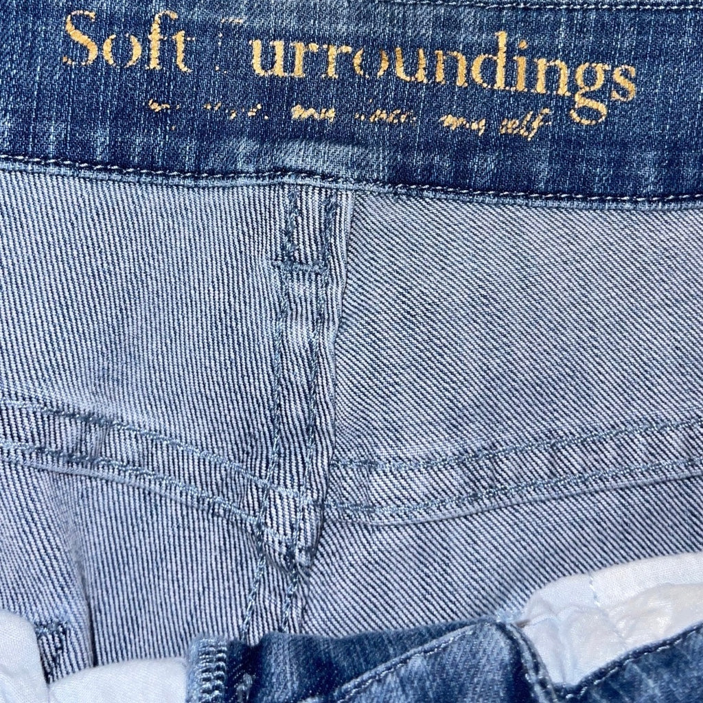 Soft Surroundings Jeans Women Crochet Lace Hem Ankle Straight Leg Size 8