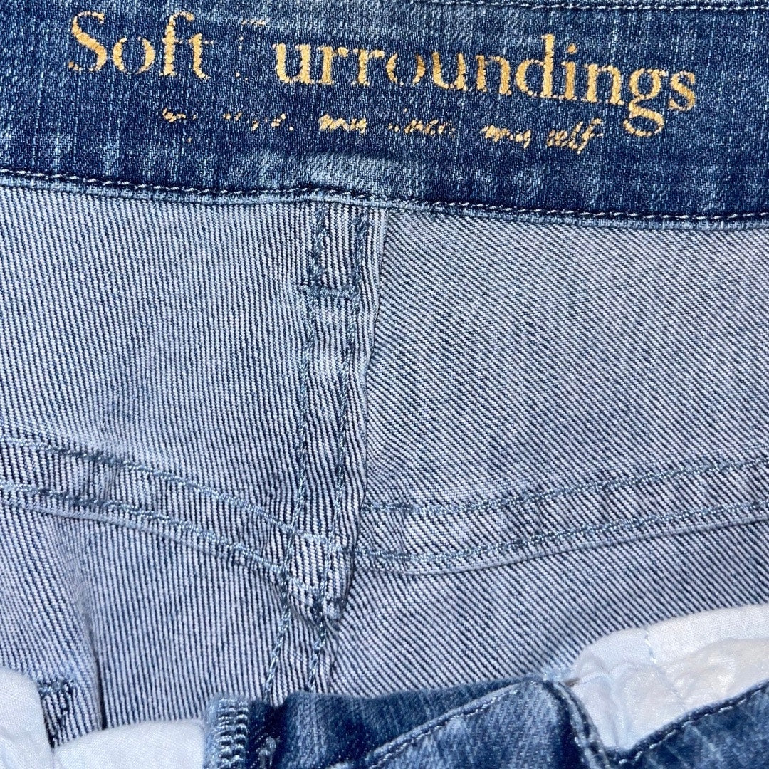 Soft Surroundings Jeans Women Crochet Lace Hem Ankle Straight Leg Size 8
