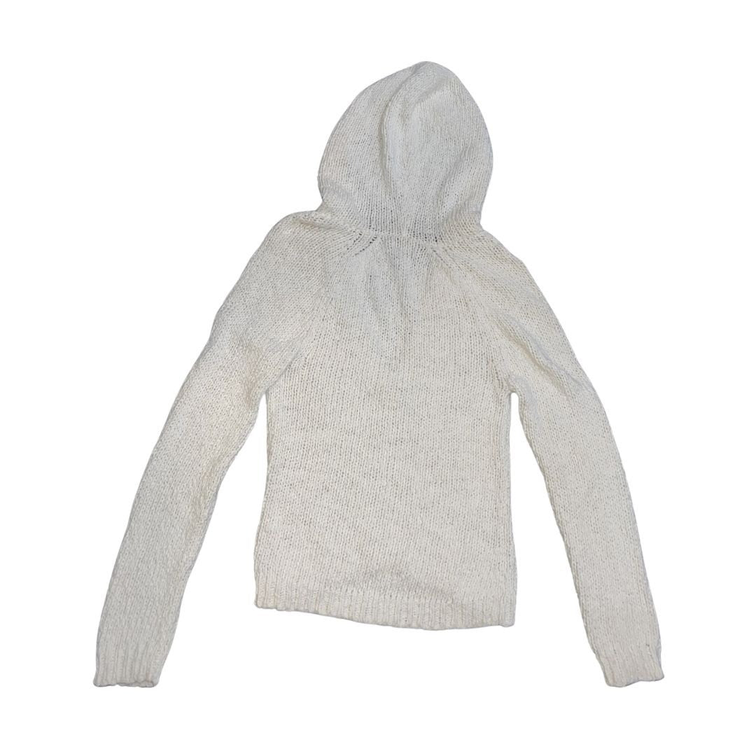 American Eagle Outfitters Chunky Open Knit Pullover Hooded Sweater SZ L Y2K 90s
