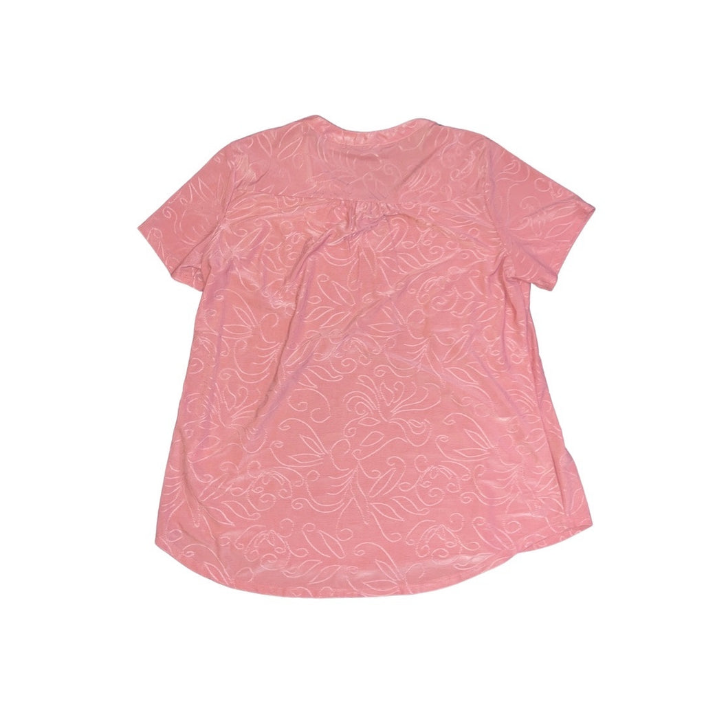 Notations Short Sleeve Pink V-neck Blouse Size Large Casual Artsy