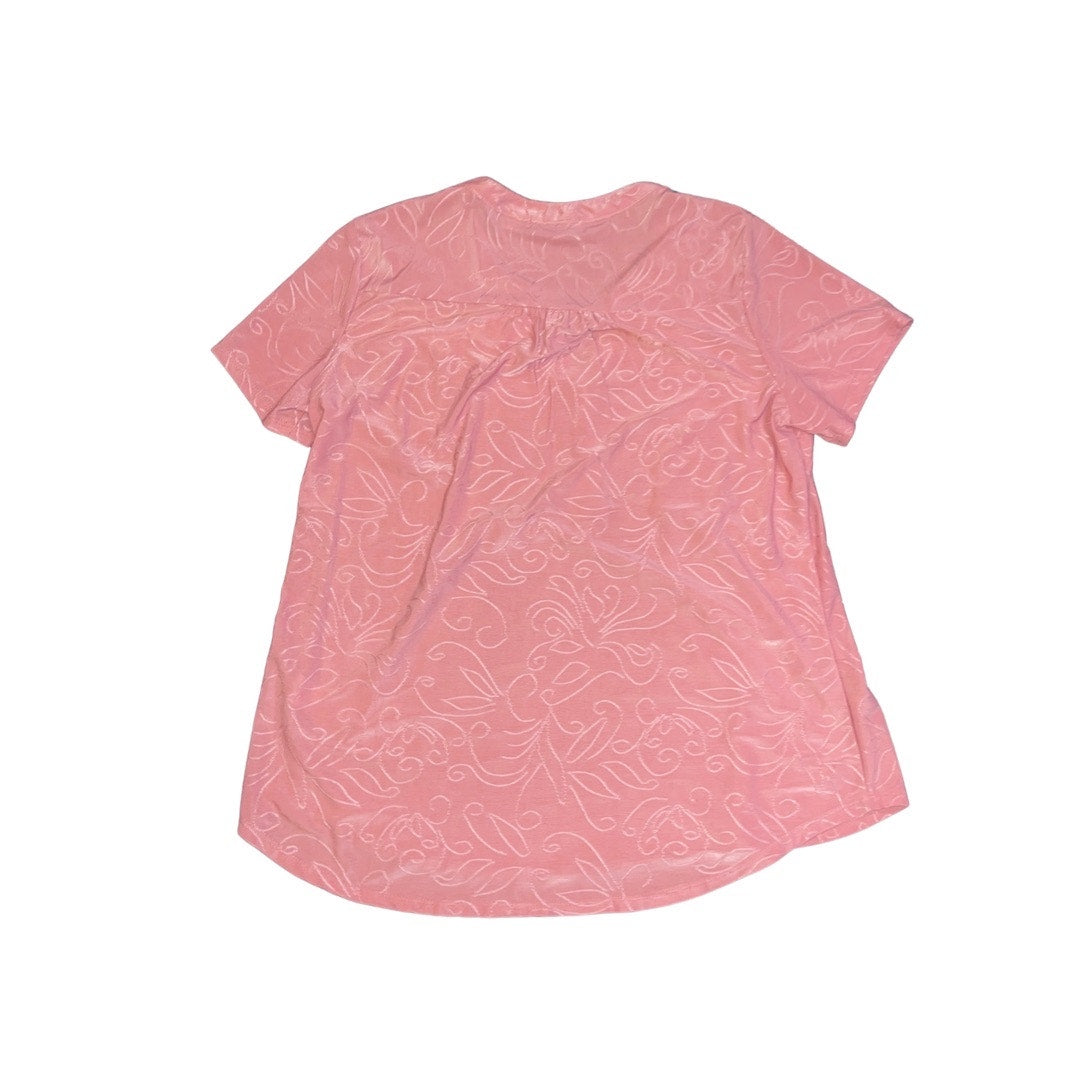 Notations Short Sleeve Pink V-neck Blouse Size Large Casual Artsy