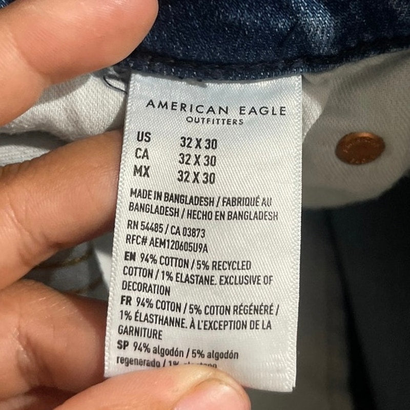 American Eagle Airflex Denim Jeans SZ 32X30 Slim Athletic Fit Classic Streetwear