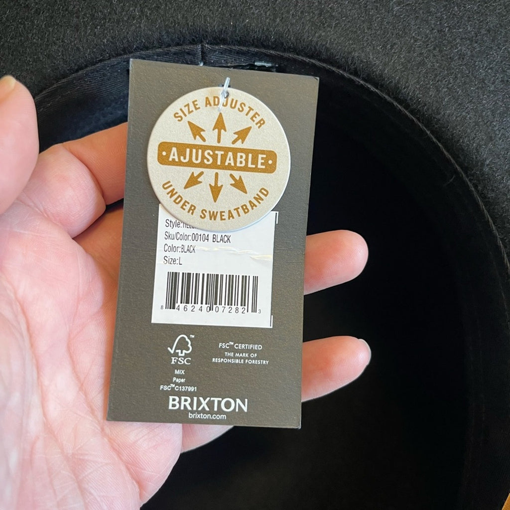 Brixton Tiller Hat wide brim felted Wool Unisex Fedora Adjustable size Large