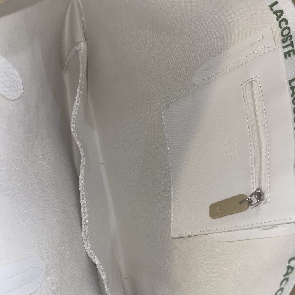 Lacoste Rainbow Large Shopping Zipper Tote Bag Coated Canvas Carry All Handbag
