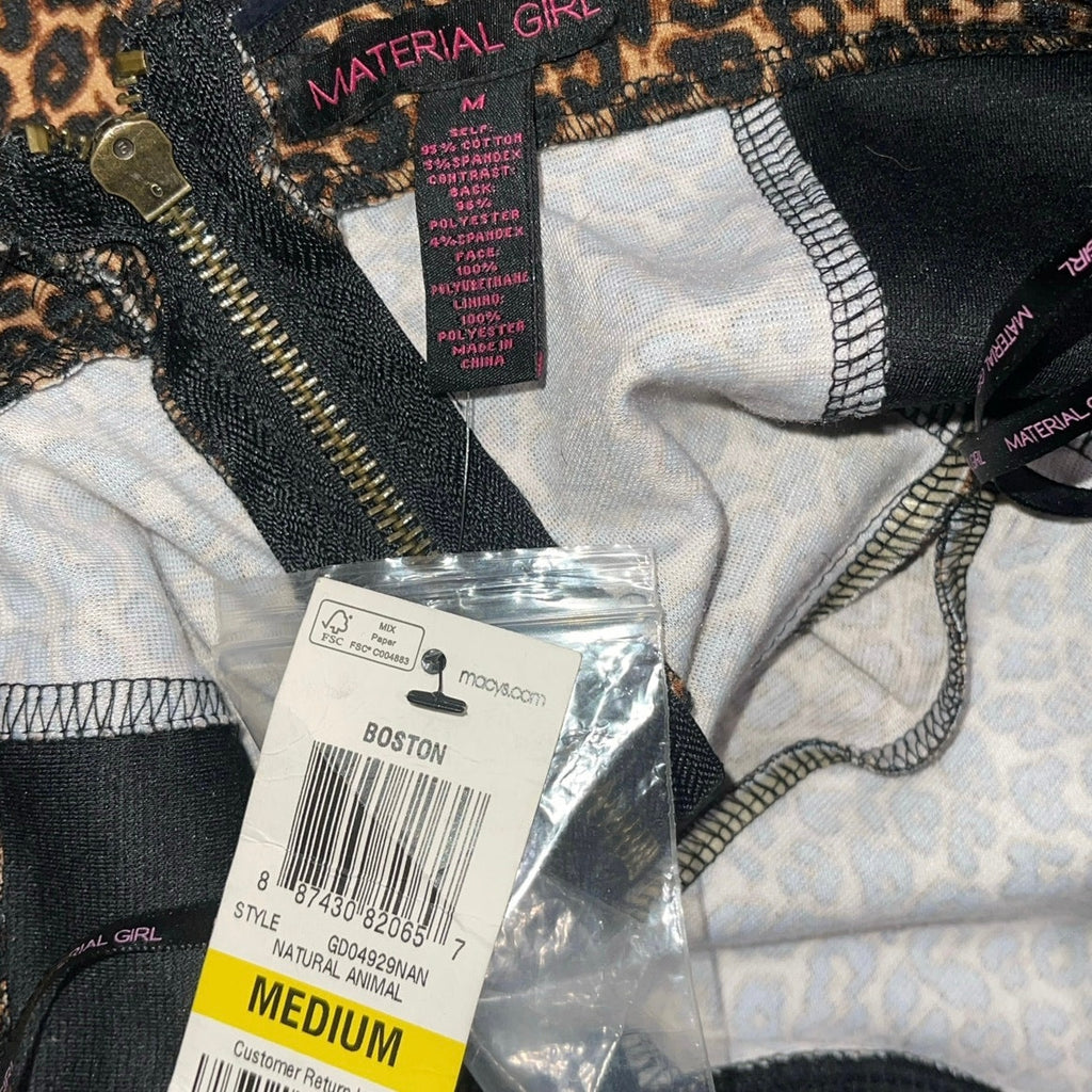 Material Girl Leopard Print and leather strapless dress Size M NWT