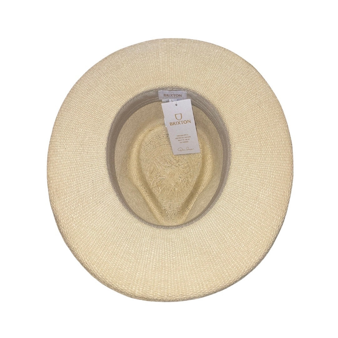 Brixton Victoria Straw Fedora Hat Natural Oat Milk Adjustable Size Large NWT