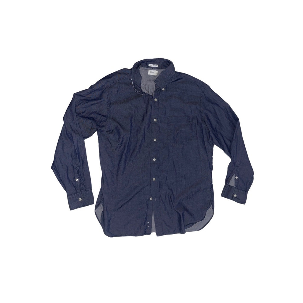 J. Crew Blue button up long sleeve Shirt SZ L Office Career Preppy Nautical