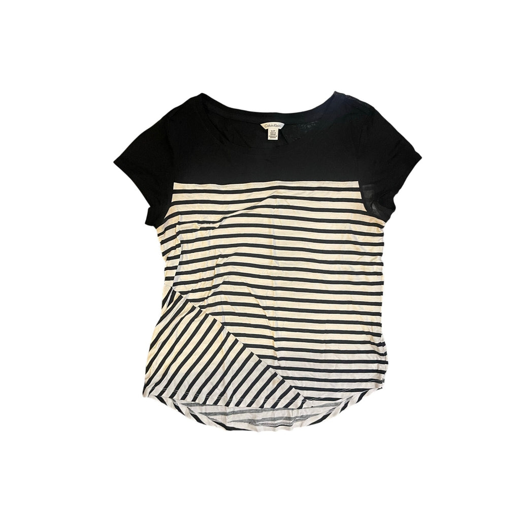 Calvin Klein Top Blouse Sheer Black and White