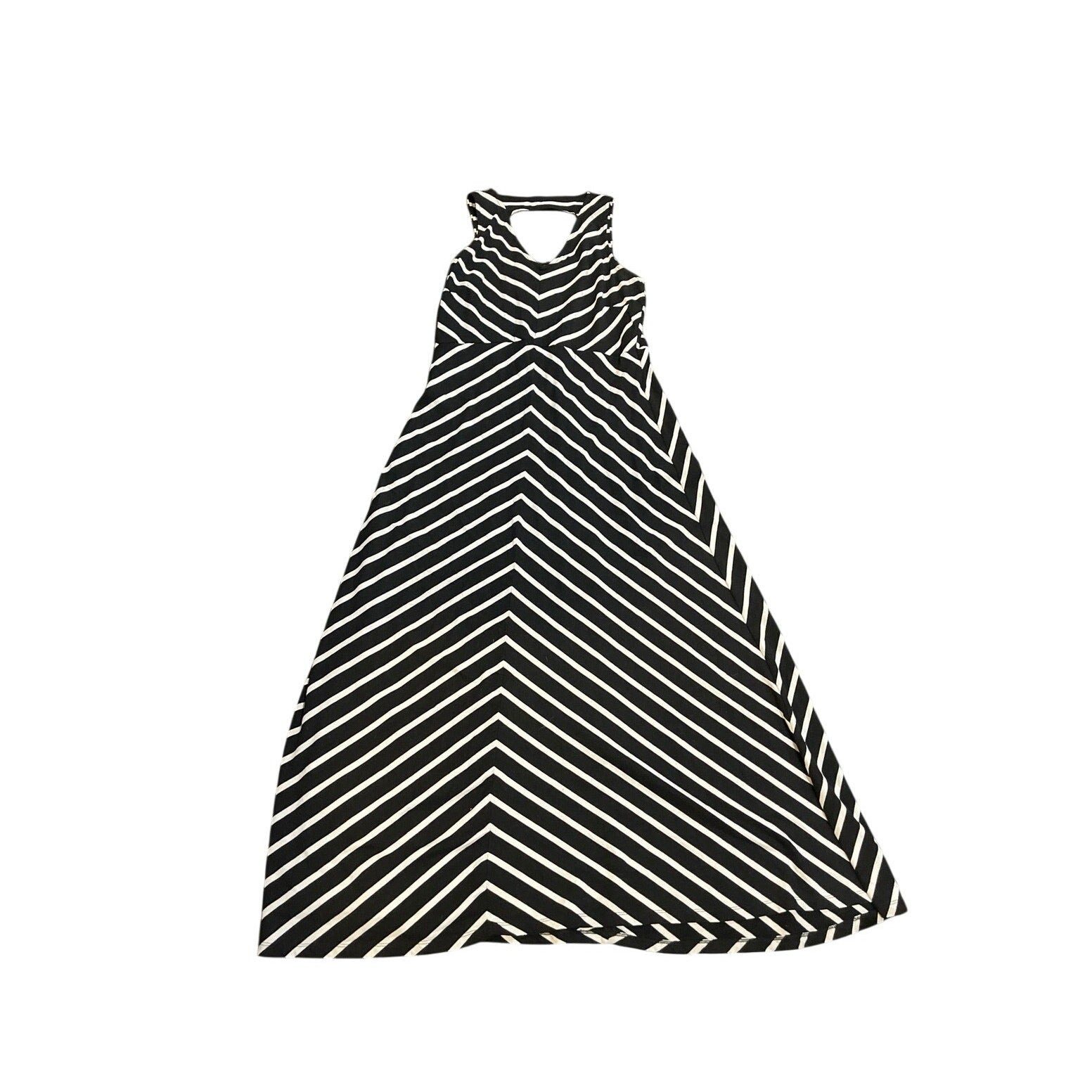 Talbots Chevron Stripe Maxi Sleeveless Jersey Knit Dress SZ M Coastal Nautical