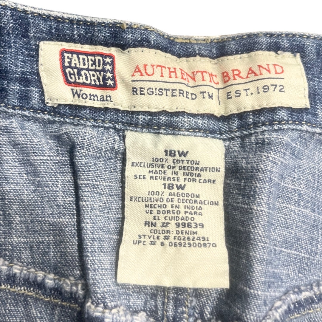 Faded Glory Embroidered Rose Denim Jean Skirt Plus 18 Western Cowgirl Rodeo VTG