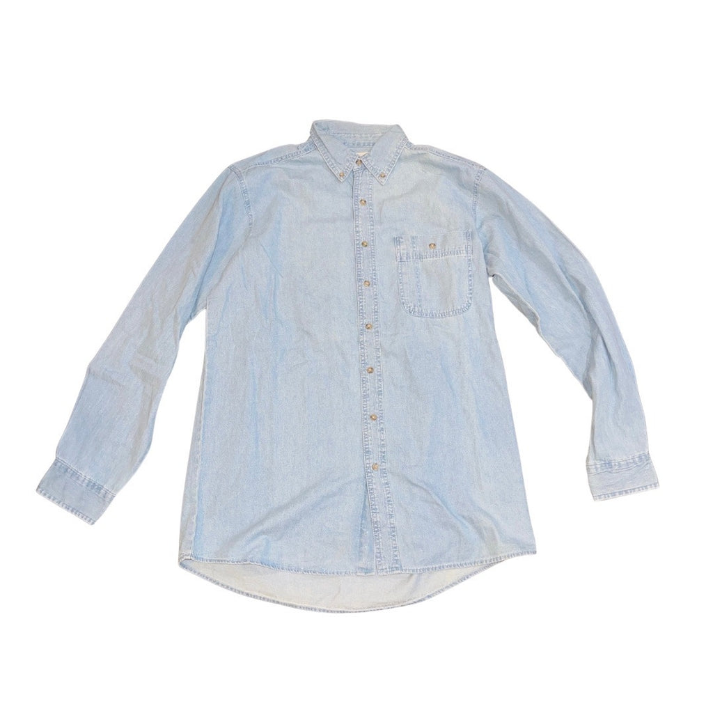 Wrangler Rugged Wear Denim Basic Long Sleeve Shirt Size Large Western Utility