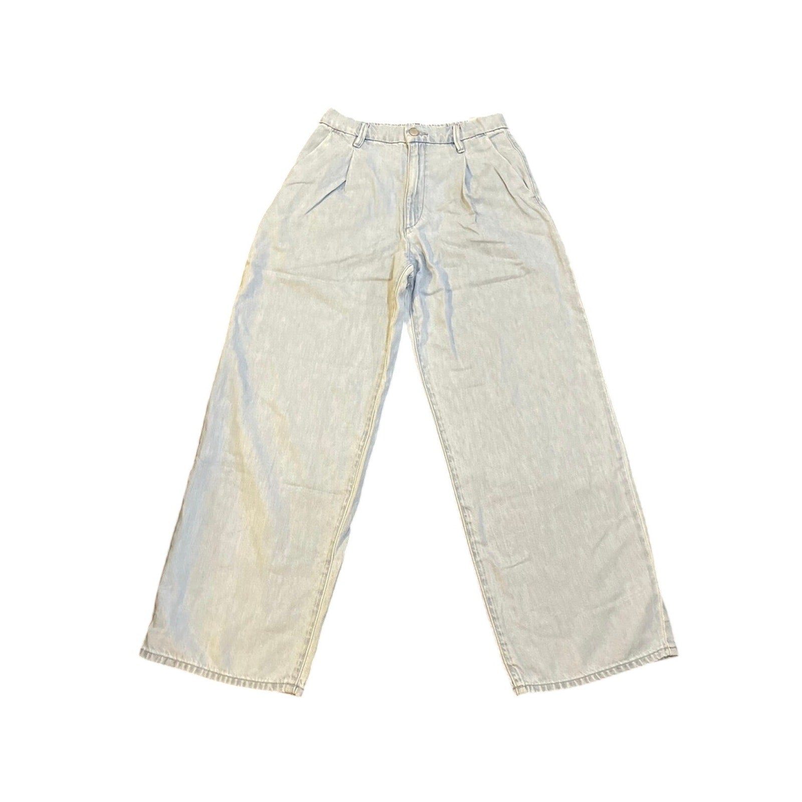 Uniqlo Drapey Denim Pleated Relaxed Wide Leg Denim Pants SZ 5 Streetwear Y2K