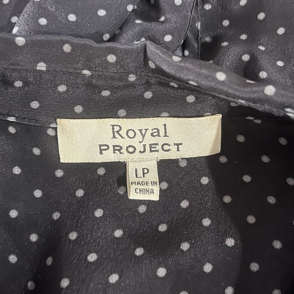 Royal Project Silk Polka Dot Long Sleeve Button Down Blouse SZ LP Career Office