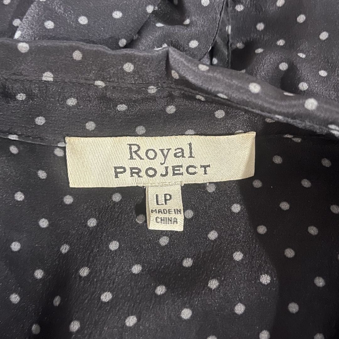 Royal Project Silk Polka Dot Long Sleeve Button Down Blouse SZ LP Career Office