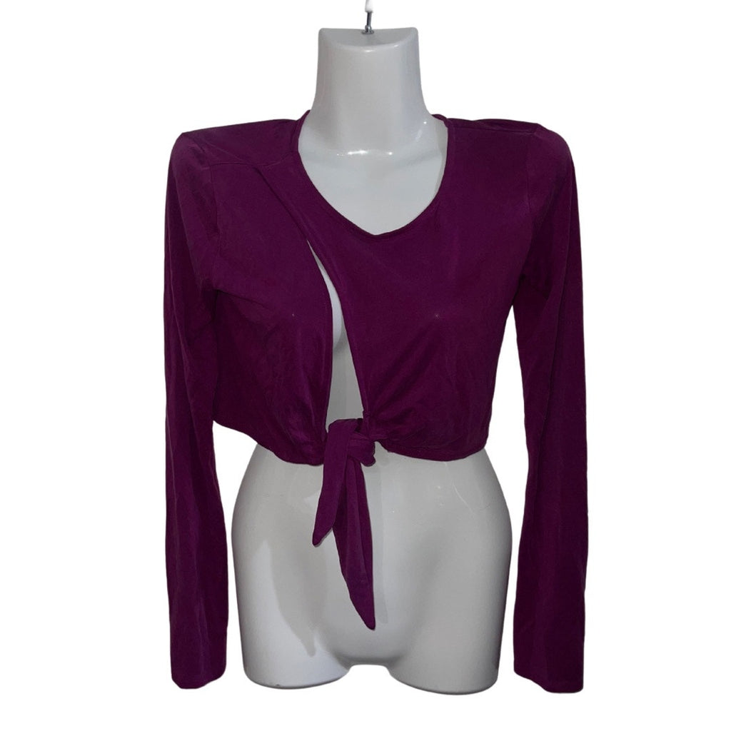 Urban Outfitters Elle Keyhole Flare Sleeve Magenta Purple wrap top blouse festival