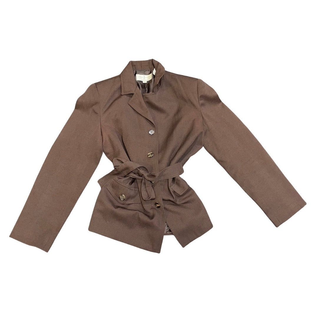 First Issue Liz Claiborne Company Vintage Brown Tie Waist Blazer SZ 12P Career