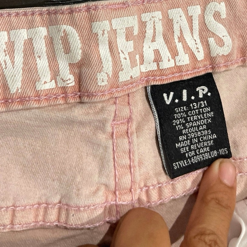 VIP Jeans Pink Multi Pocket Wide Leg Cargo Pants SZ 13/31 Utility Streetwear