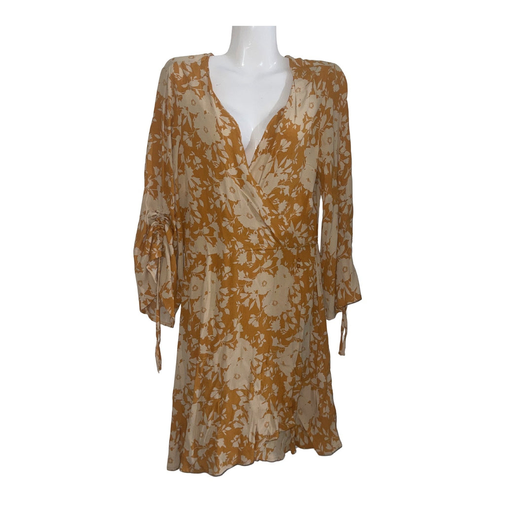 Band of Gypsies Bohemian Floral Faux Wrap Dress Size Medium Brunch Botanical