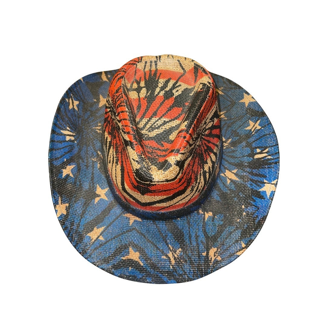 USA Cowboy Hat Patriotic Unisex Cowgirl Western 100% Grass