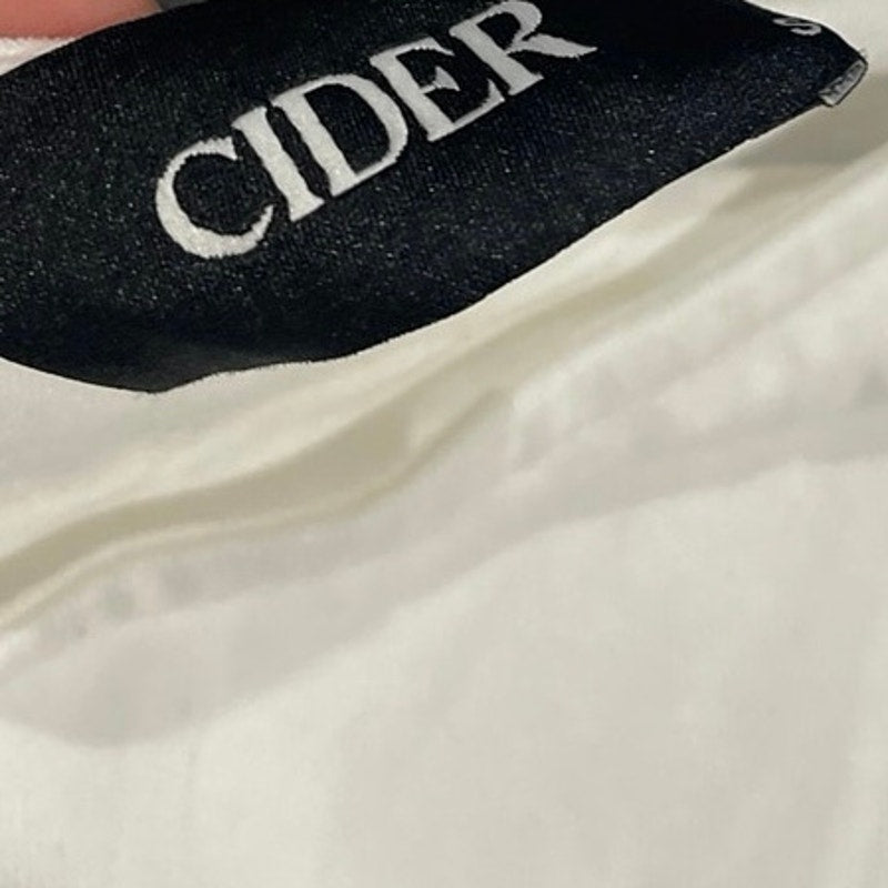 Cider Cotton Blend Boat Neck Ruched Asymmetrical Hem Tee Top SZ S Daily Casual
