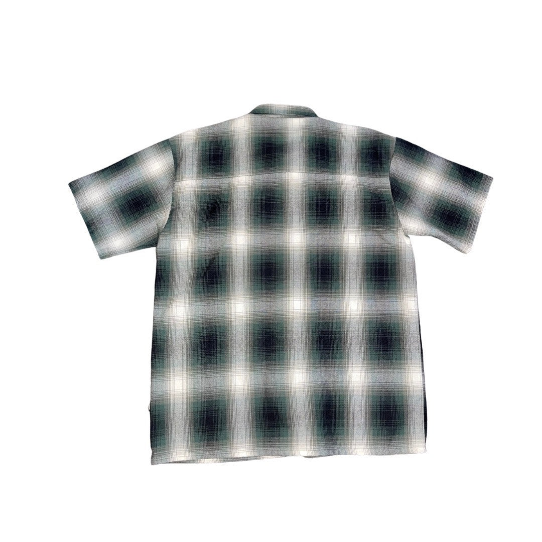 Lowrider Short Sleeve Black Plaid Button Up Size Medium Chicano Cholo Old School