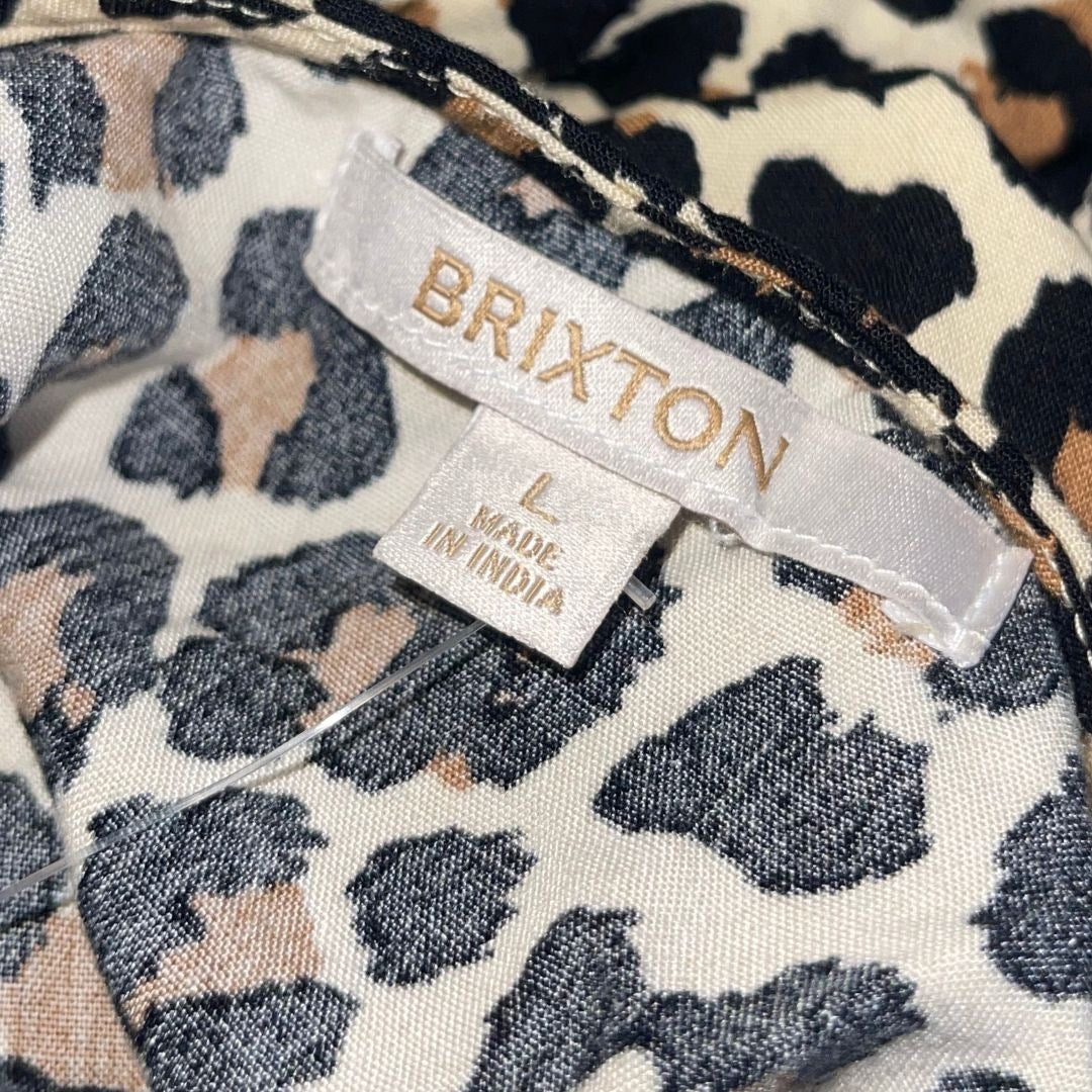 Brixton Leopard Print Midi Slip Dress Size Large Spaghetti Strap Chic