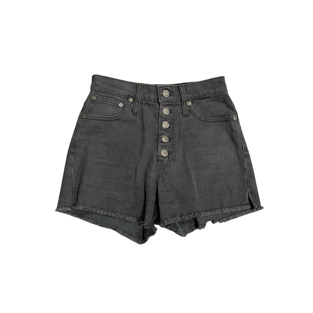 Madewell High Rise Denim Button Front Shorts Raw Hem Size 24 Y2K Streetwear