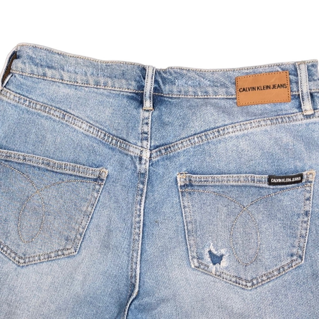 Calvin Klein Jeans Light Wash High Waisted Straight Leg distressed frayed hem