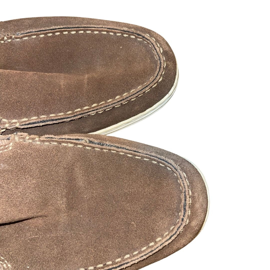 Perry Ellis Sailor Suede Leather Boat Shoes SZ 9 Nautical Loafers Casual Slip On