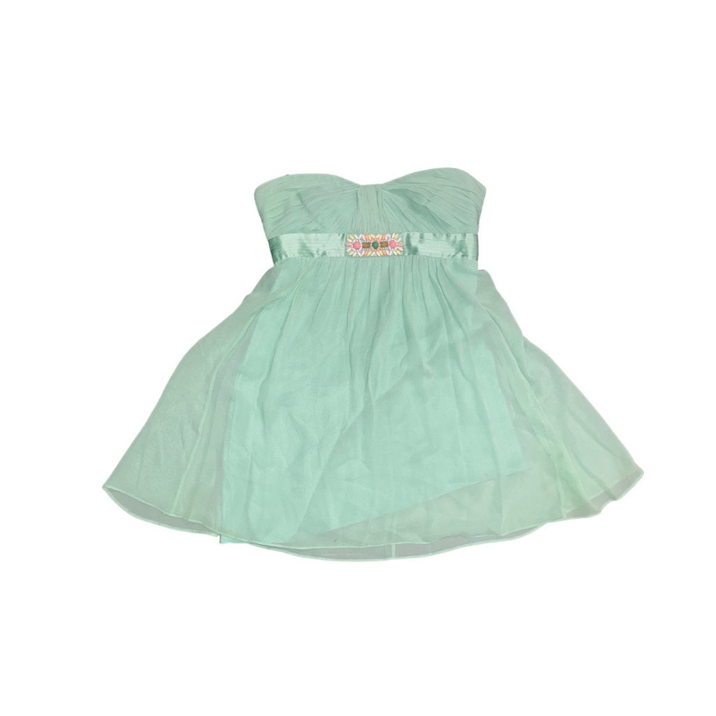 BCBGMAXAZRIA Green Pastel Chiffon Silk Mini Dress Strapless Party wedding prom