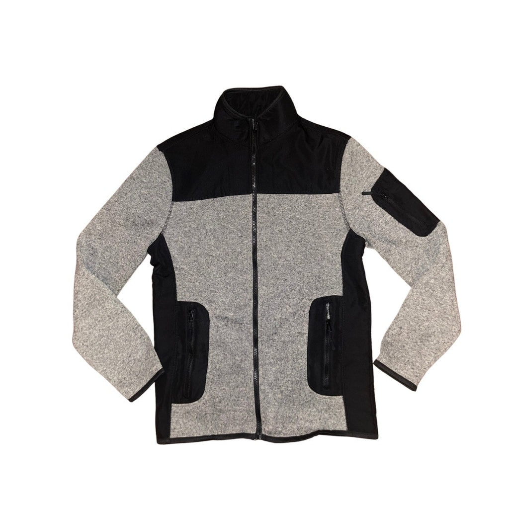 Beverly Hills Gray Black Polo Club Men Full Zip Jacket Small zippered pockets