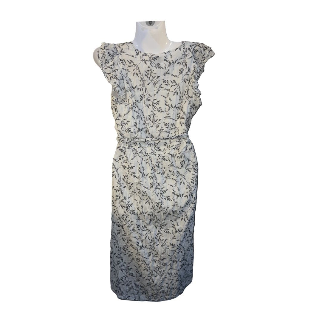 A New Day Faux Wrap Floral Print Flutter Sleeve Midi Dress Size XS Brunch Flirty