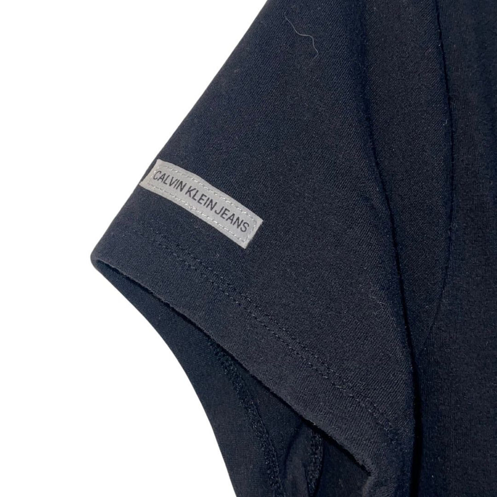 Calvin Klein Jeans Logo Black T-Shirt Dress Shift Cap Sleeves Size Large Casual