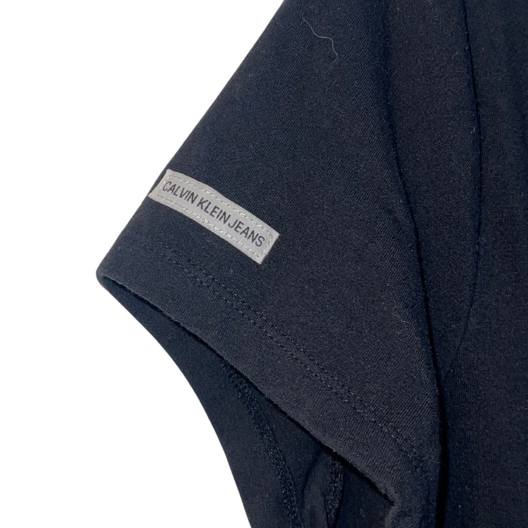 Calvin Klein Jeans Logo Black T-Shirt Dress Shift Cap Sleeves Size Large Casual