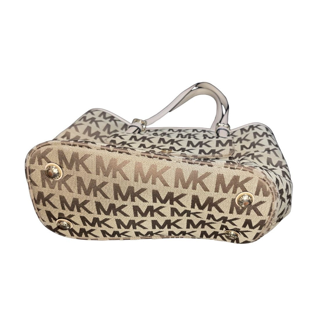 Michael Michael Kors Jet Set Medium Logo Pocket Tote Bag Brown & Tan Handbag