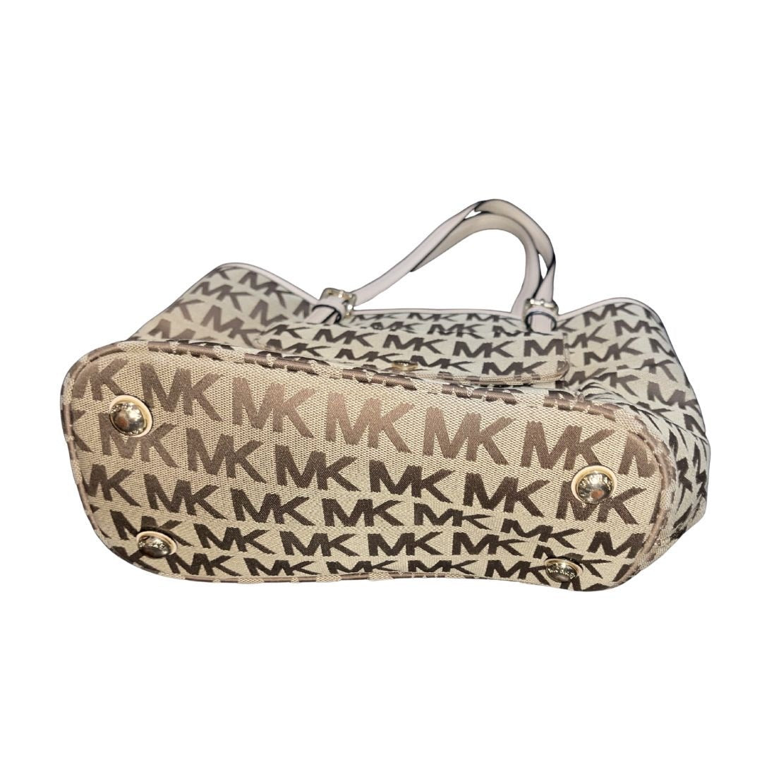 Michael Michael Kors Jet Set Medium Logo Pocket Tote Bag Brown & Tan Handbag