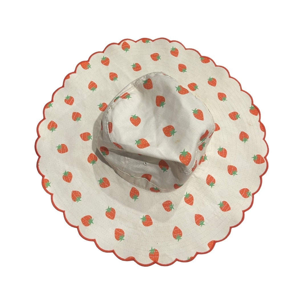 Strawberry Bucket Hat Scallop Trim Sun Hat Wide Brimmed Girly Fun
