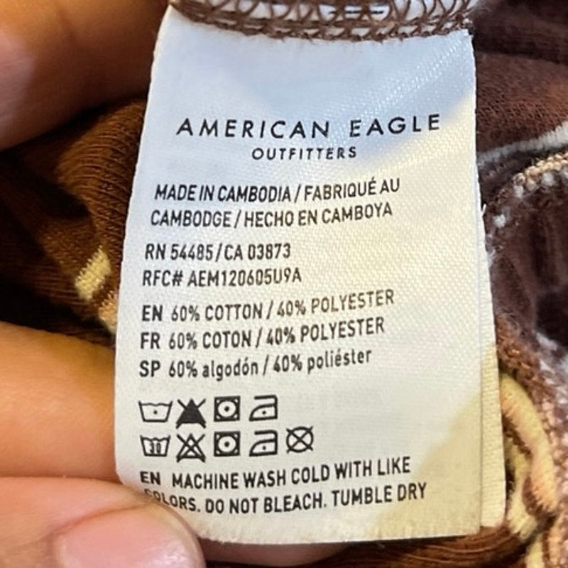 American Eagle Striped Bubble Scoop Neck Crop Tank Top SZ S Y2k Street-chic