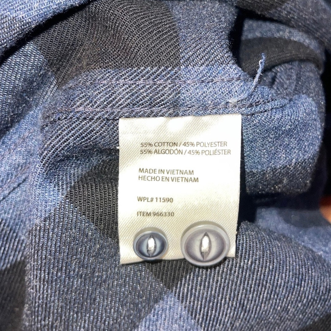 Weatherproof Vintage Mens Long Sleeve Flannel Shirt Blue Plaid Size Large