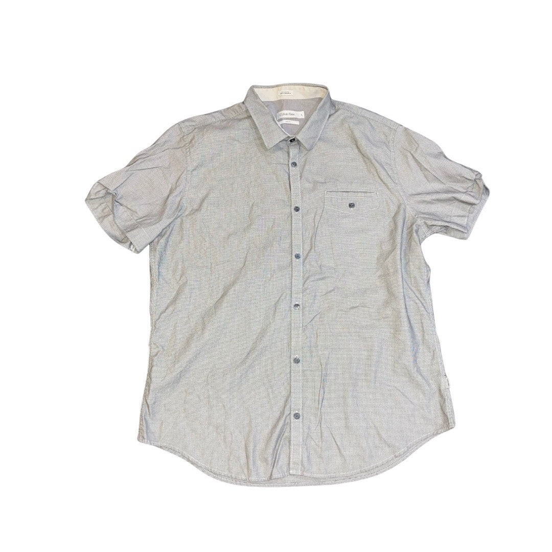 Bundle Two Calvin Klein Button Down Short Sleeve shirt XL Gray Casual Office